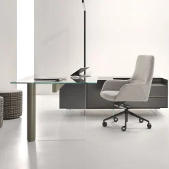 Sedia da ufficio Darwin M in tessuto grigio e base in alluminio*Sitia Discount