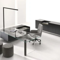 Sedia da ufficio Darwin M in tessuto grigio e base in alluminio*Sitia Discount