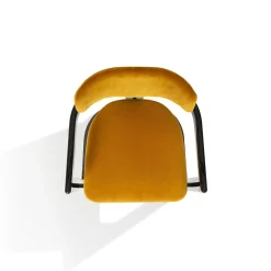 Sedia Essa in velluto giallo e legno nero lucido con intarsi in corno*Arcahorn Discount