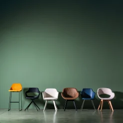 Sedia Giox F50 in pelle blu*Real Piel New