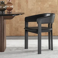 Sedia Igea Arm Pelle Nera*Meroni & Colzani Outlet