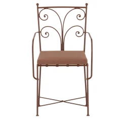 Sedia imbottita con braccioli Acanta in ferro battuto marrone chiaro*Dante Negro Best