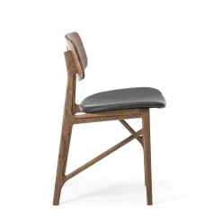 Sedia in legno di noce marrone Sila con sedile in pelle*Durame