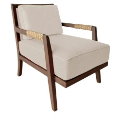 Sedia lounge Dan in pelle beige e legno di frassino*Garbarino Collections