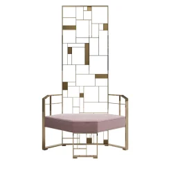 Sedia Lounge MoNDRIAN con Schienale Alto in Ottone Dorato*Galbiati Fratelli Clearance