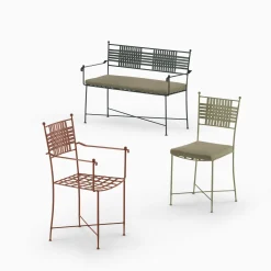 Sedia Tundra in ferro battuto con cuscino Checkmate*Dante Negro Sale