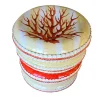 Seduta scultorea 4 cuscini gialla con decorazione in corallo rosso*Ceramiche Ceccarelli Online