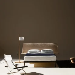 Serafino Letto Matrimoniale in Ferro e Rattan di Mario Scairato*Lispi New