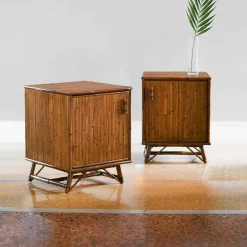 Set Di 2 Comodini a 1 anta In Bambù*Molto Collectibles Hot