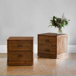 Set Di 2 Comodini a 2 Cassetti In Bambù*Molto Collectibles Clearance