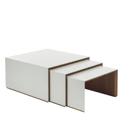 Set di 3 Tavolini a Incastro Trio in Teak Bianco*Gaffuri Sale