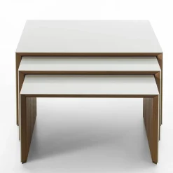 Set di 3 Tavolini a Incastro Trio in Teak Bianco*Gaffuri Sale