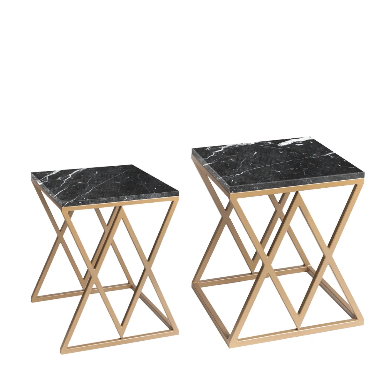 Set di 2 tavolini da caffè Stromboli e Vulcano Nero Marquinia*La Sartoria del Marmo by Lombardi Marmi New