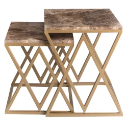 Set di 2 tavolini Emperador in marron Stromboli e Vulcano*La Sartoria del Marmo by Lombardi Marmi Sale