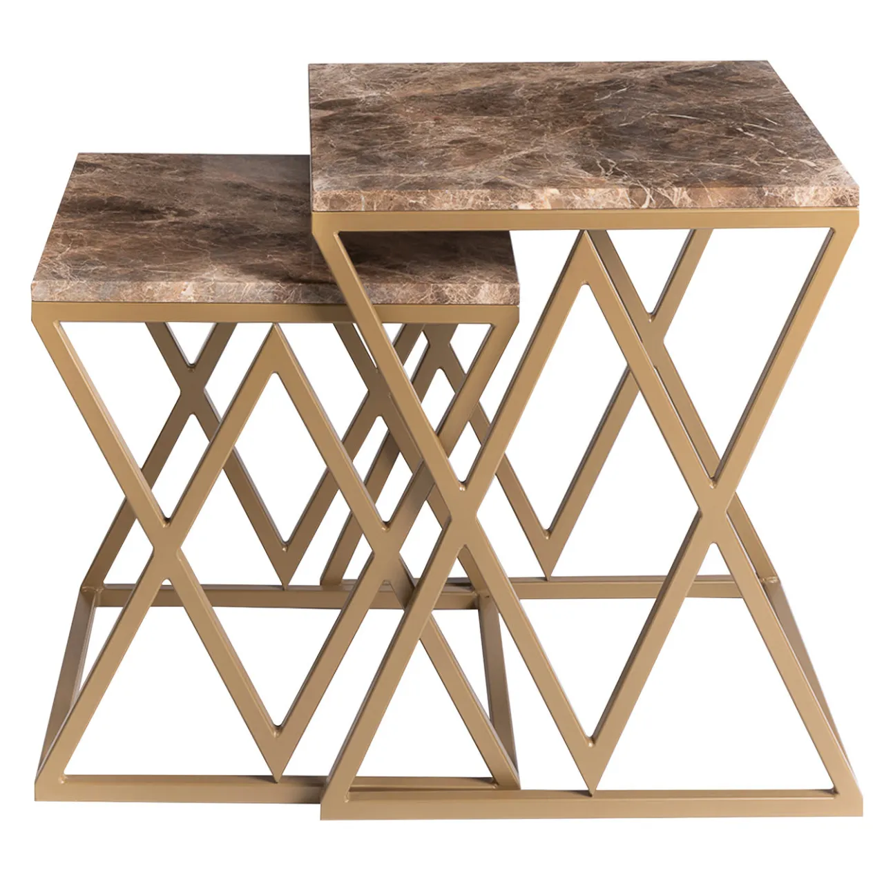 Set di 2 tavolini Emperador in marron Stromboli e Vulcano*La Sartoria del Marmo by Lombardi Marmi Sale