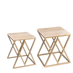 Set di 2 tavolini in travertino Stromboli e Vulcano*La Sartoria del Marmo by Lombardi Marmi Online