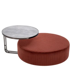 Set di pouf e tavolino Febe in borgogna*Domingo Salotti Online