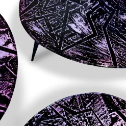 Set di tre tavolini in cristallo ametista Zig-Zag*Ghirò Studio Discount