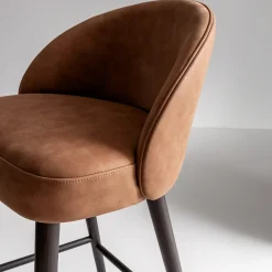 Sgabello Alto LV 101 S in Pelle Nabuk con Gambe in Legno Tinto*Laura Meroni Outlet