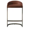 Sgabello alto Sign in pelle marrone con base in ottone finitura bronzo*Emmemobili Clearance