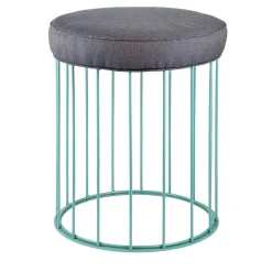 Sgabello Cage in ferro blu turchese*Bronzetto Discount