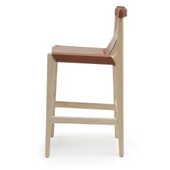 Sgabello da bar Burano/sg 30 in pelle marrone di Balutto Associati*Livoni 1895 Best