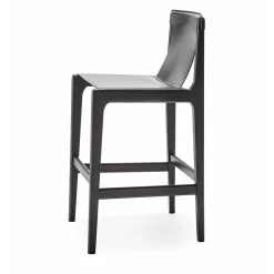 Sgabello da bar Burano/sg 30 in pelle nera di Balutto Associati*Livoni 1895 Sale