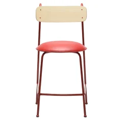 Sgabello da bar Lena Sg-65 rosso e frassino naturale di Designerd*Chairs & More