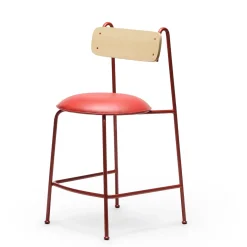 Sgabello da bar Lena Sg-65 rosso e frassino naturale di Designerd*Chairs & More