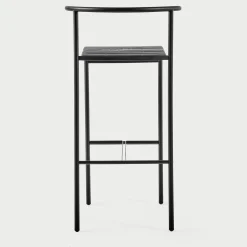 Sgabello da bar nero Café con sedile in cinghie di gomma nere*Baleri Italia Discount