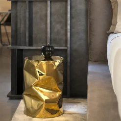 Sgabello In Alluminio Dorato Stropicciato #1*Opinion Ciatti Online