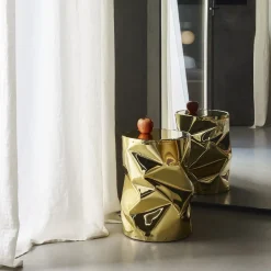 Sgabello In Alluminio Dorato Stropicciato #1*Opinion Ciatti Online