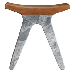 Sgabello in Marmo e Legno Pigreco*Luce Di Carrara Outlet