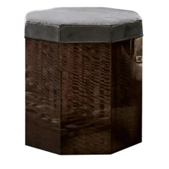 Sgabello in tessuto marrone e grigio dal taglio ottagonale*Giorgio Collection Best