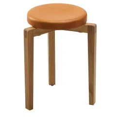 Sgabello rotondo in pelle cognac Gio*Tonucci Collection Best