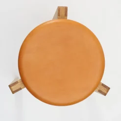 Sgabello rotondo in pelle cognac Gio*Tonucci Collection Best