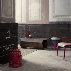 Sgabello Trame piccolo rotondo rosso*Da A Sale