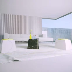 Sgabello Trape Carrara con Seduta Gialla di Sissy Daniele*Dimarmo New