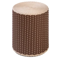 Sgabello/tavolino in pelle e rattan Renoir*Giobagnara