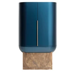 Siona Bar Unit in Legno Laccato Blu e Pelle*Visionnaire Sale
