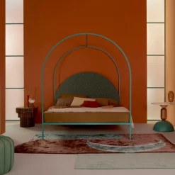 Sottiletto Letto Matrimoniale con Baldacchino in Ferro Verde di Giulio Iacchetti*Lispi Best