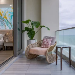 Stankar Poltrona a Dondolo da Esterno in Tessuto Beige con Corda di Canapa*Visionnaire Outlet