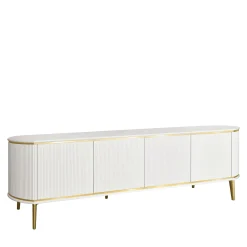 Supporto per TV Bianco con Quattro Ante e Accenti in Metallo Dorato*Morello Gianpaolo Best