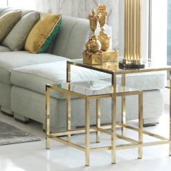 T140 Set di 2 tavoli a incastro con piano a specchio*Zanaboni Discount