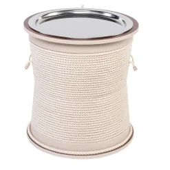 Tavolino a forma di tamburo in crema con vassoio*Marricreo Best