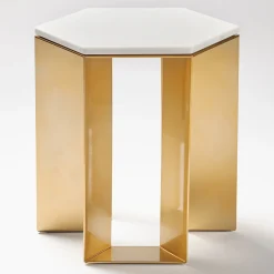 Tavolino Alato in oro e marmo bianco di Antonio Saporito*V.L. Lavorazioni In Ferro Sale