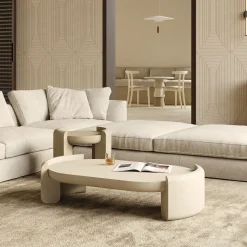 Tavolino Basso da Caffè Fuente in Pietra Leccese di Studio Aretai #1*Pimar Limestone New