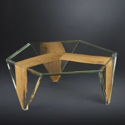 Tavolino basso in vetro e legno Ruche Venezia*VGnewtrend Hot