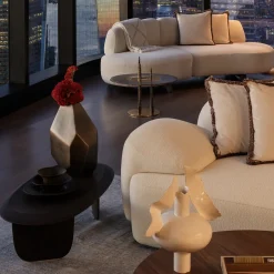 Tavolino basso Sesi A Brown in Pietra Pece di Martinelli Venezia Studio*Lithea New