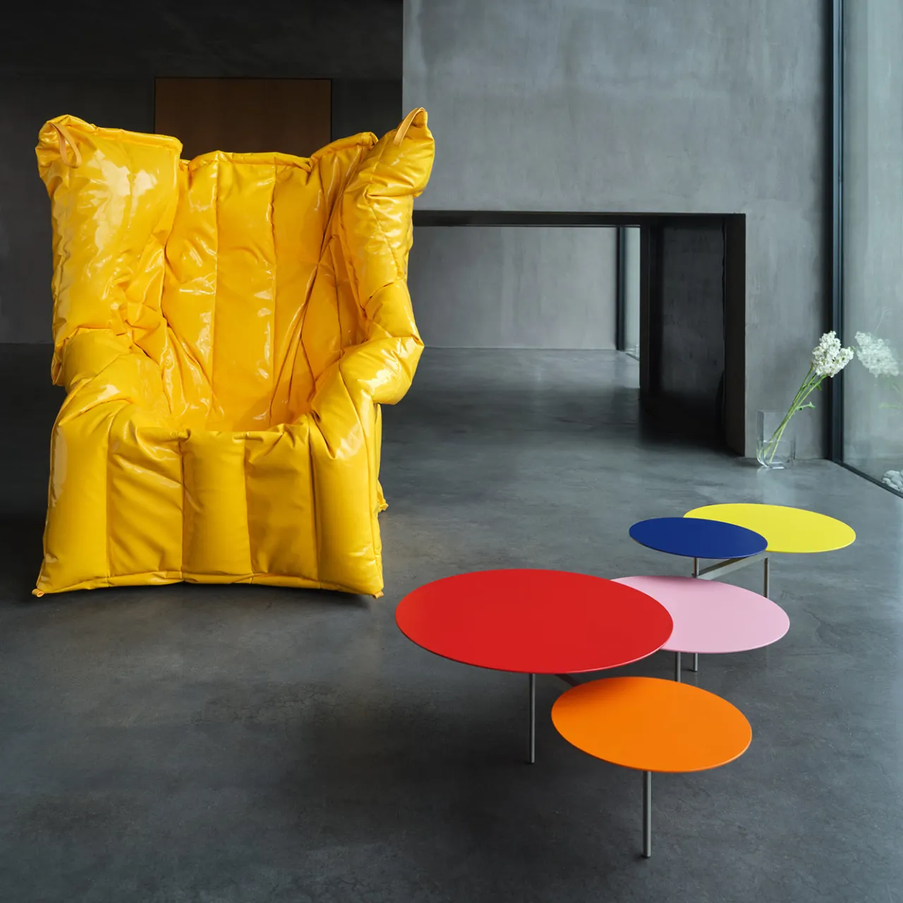 Tavolino Basso Snake 5 Multicolore in Acciaio di Carlo Contin #2*Meritalia